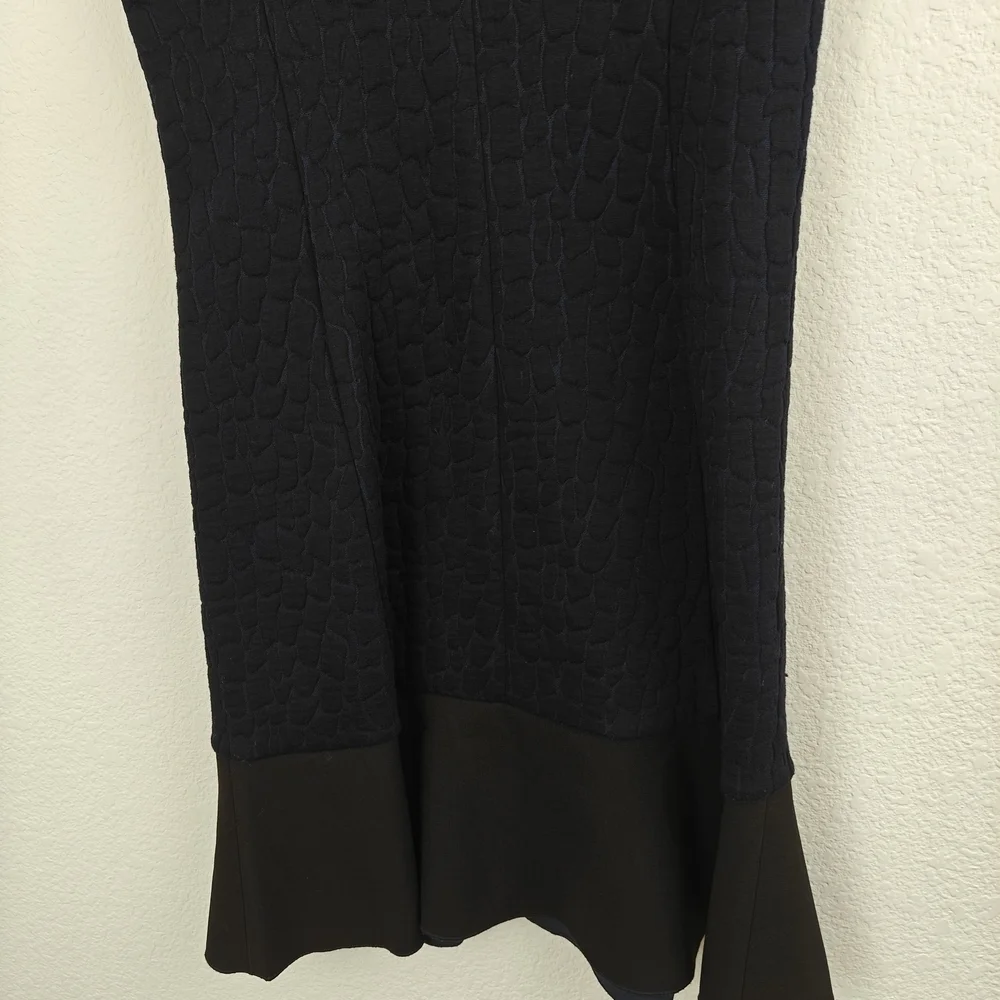 Tory Burch Navy/Black Quilted Jacquard Flounce Mini Dress Size XS/TP